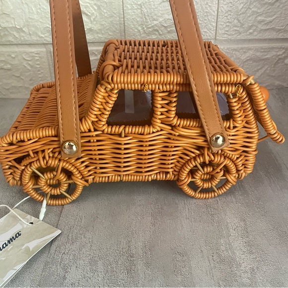 Tommy Bahama Handbags - Tommy Bahama Woven Rattan Jeep-Shaped Handbag in Tan